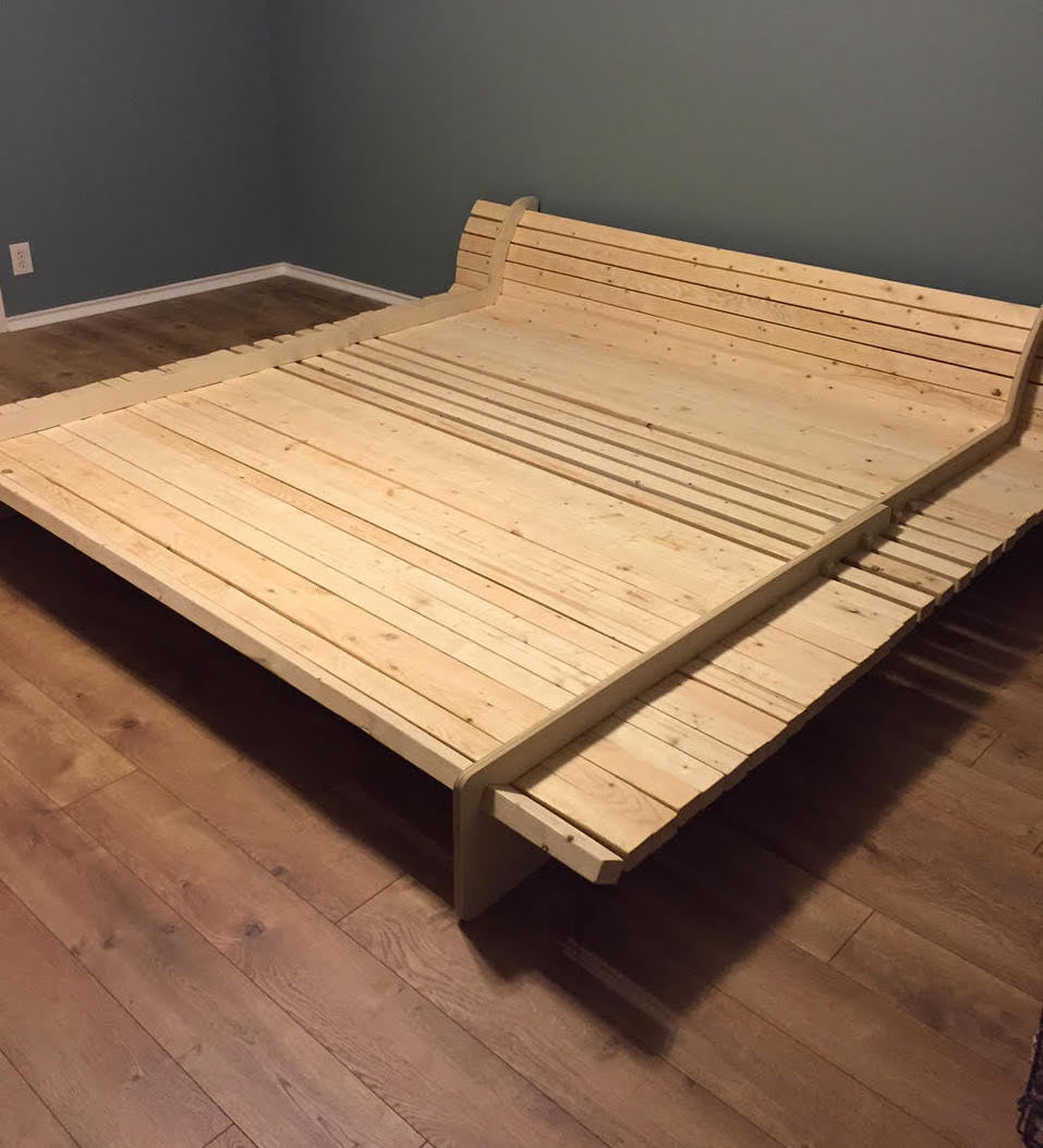 DIY bed frame is adjustable in width and length